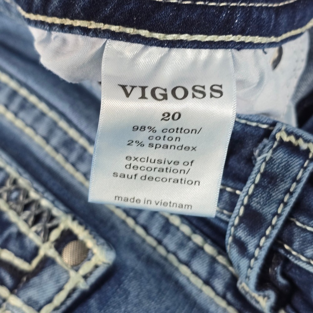 Vigoss Slim Boot Jeans Women 20 Medium Wash Embroidered Flap Pocket Blue Denim - Picture 8 of 9